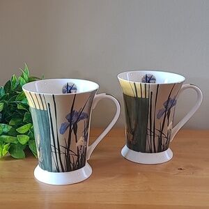 PIMPERNEL PORTMEIRION 'Iris Squares' Ceramic Mugs, Set Of 2